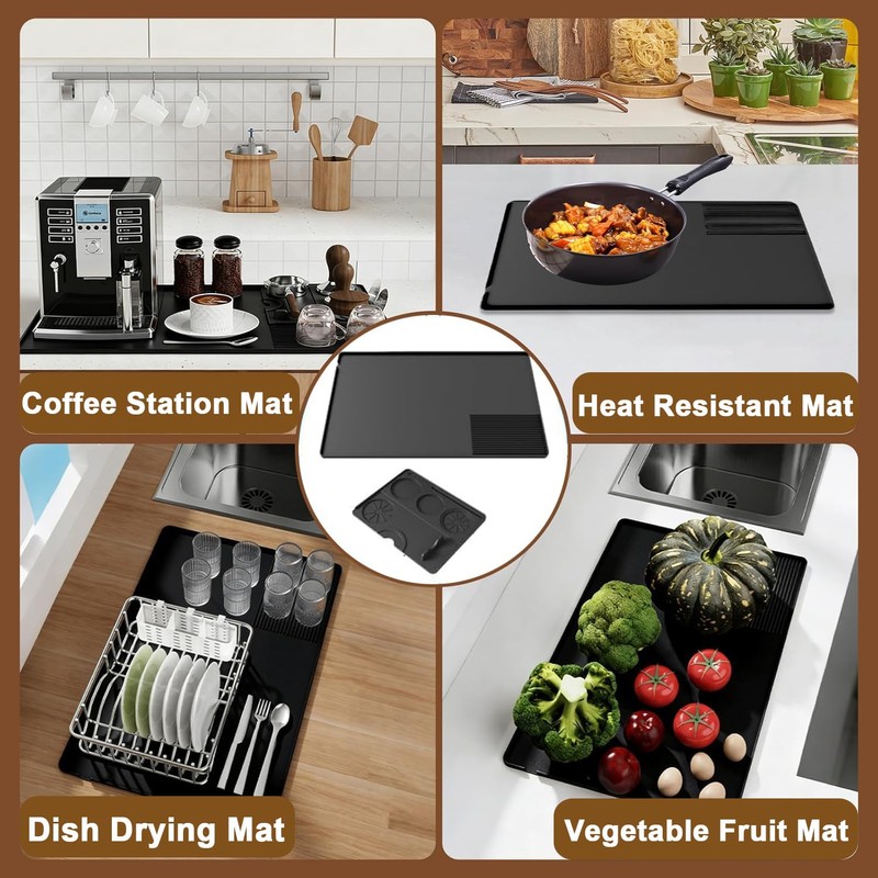 Silicone Coffee Mat for Espresso Machine, 24"x16" Large Bar Mat