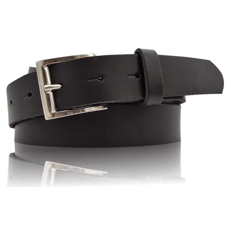 FRONHOFER Timeless dress belt, real cowhide leather, sleek silver buckle,