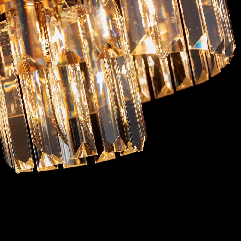 AGV LIGHTING CL006G Crystal Ceiling Light Fixture, Modern Semi Flush
