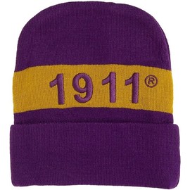 Omega Psi/Ψ Phi Embroidered Knit Beanie [Purple] - ID#40377