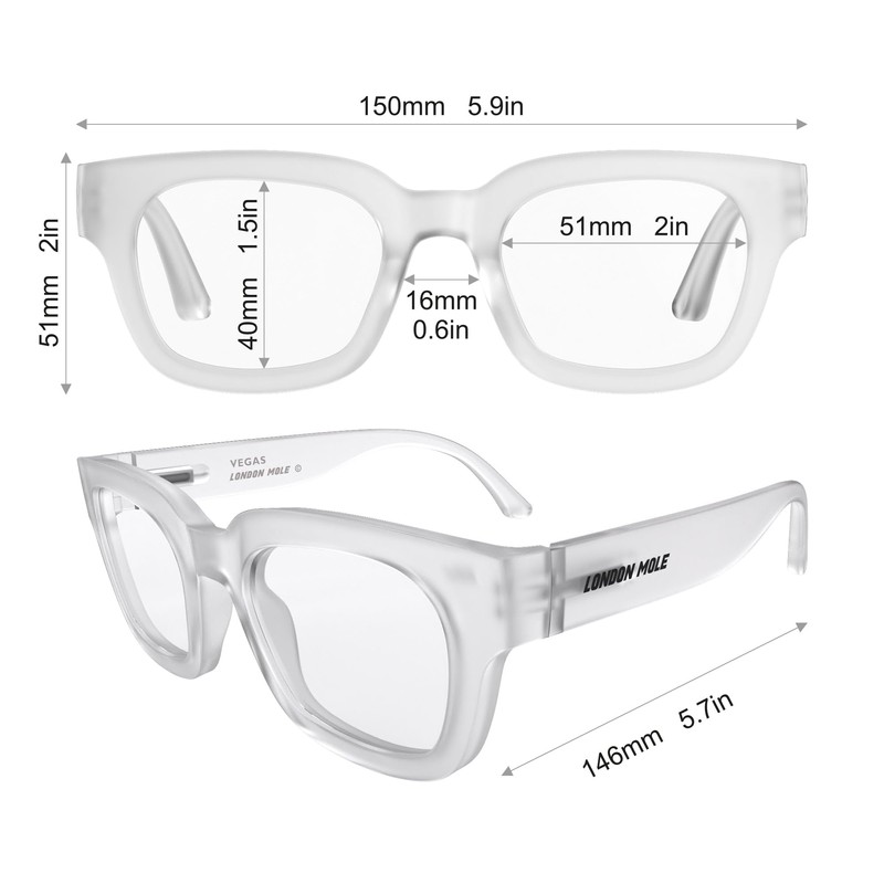 LONDON MOLE® Vegas Fashion Glasses | Zero's with Clear Lenses