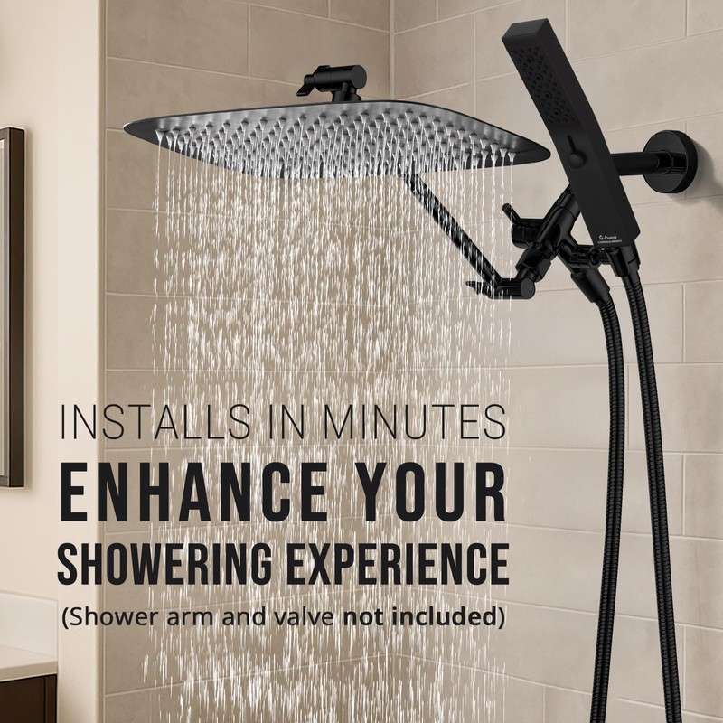 G-Promise All Metal 12 Inch Dual Square Shower Head with