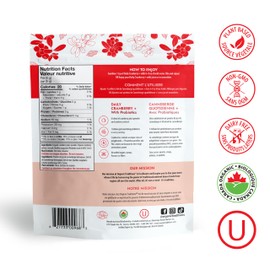 Organic Traditions Daily Cranberry+, Cranberry Powder from 100% Organic Cranberries, Unsweetened No Added Sugar Cranberry Drink Supplement, 3.5oz (100g) Bag