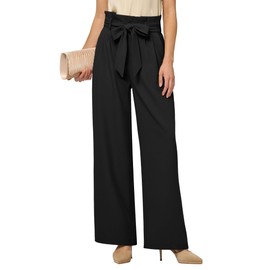 Willit Women's Wide Leg Pants Belted High Waisted Work Dress Pants Casual Palazzo Long Trousers 30" Black XL