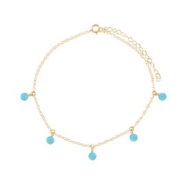 Larimar Bead Drop Anklet in 14k Gold Fill