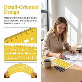 Water Supply & Drainage Template Piping Durable Plastic Drafting Tool for Interior Outdoor Design School Studying Office Building Commercial Projects Engineering Technical Drawings