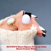 Halloween Press on Nails Kit Short Square Black French White,