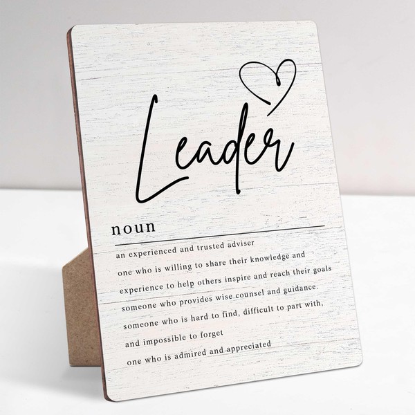 Leader Definition Farmhouse Wood Sign with Stand for Women's and