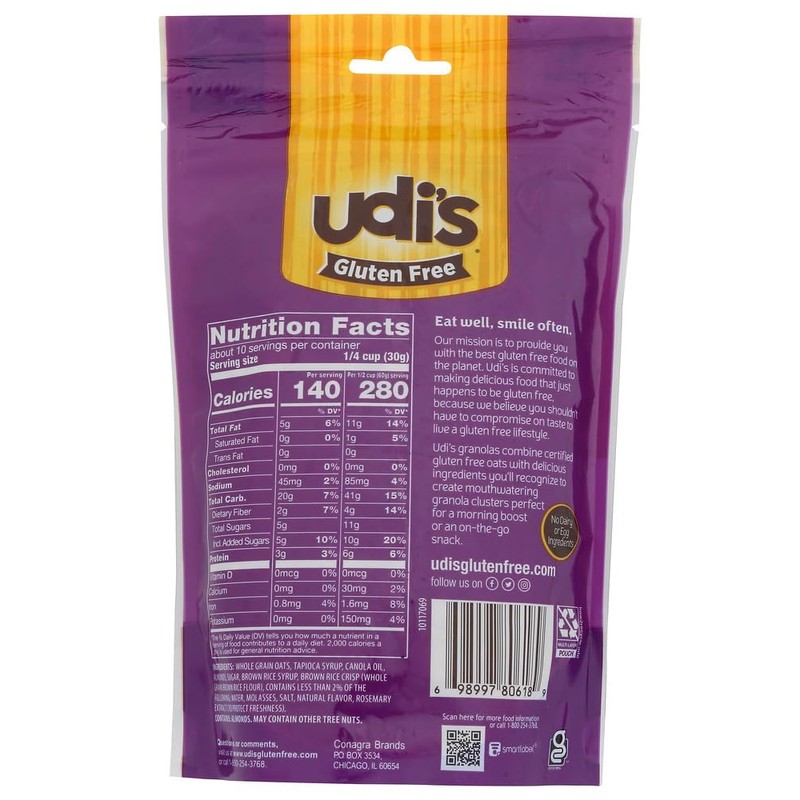 Udis Gluten Free Vanilla Granola, 12 Ounce - 6 per
