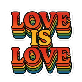 Love is Love Retro Rainbow Letters Sticker (2.75" x 2.75")
