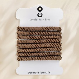 CLINTT 8 Pcs Elastic Hair Ties for Women & Girls, Cotton - Woven, Suitable for Curly or Thick Hair, Brown