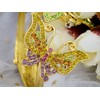 Alilang Golden Colorful Wide Wings Spread Bead Butterfly Trio Crystal