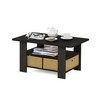Furinno Coffee Table with Bins, Espresso/Brown