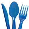Blue Plastic Cutlery Set Fork Spoon Knives - 48pc Set