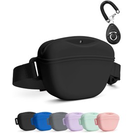 Heouvo- Bolsa de golosinas para perros con clicker de entrenamiento, cierre magnético mejorado más fuerte para evitar derrames, bolsa de golosinas de silicona de 1,67 tazas, riñonera con cinturón para