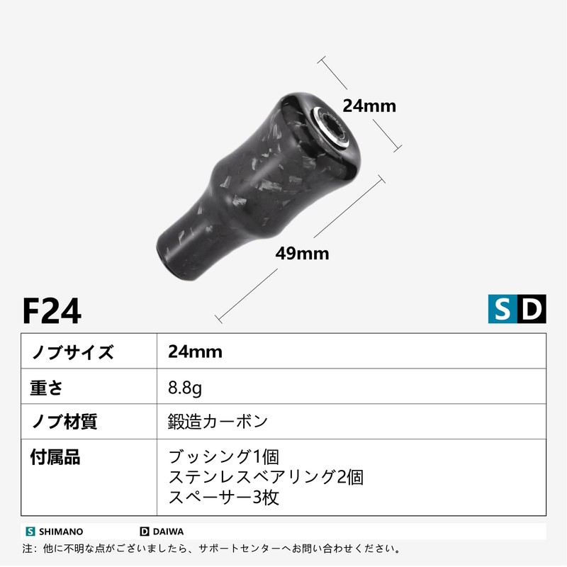 Gomexus F24 Reel Handle Knob, Forged Carbon, 0.9 inch (24