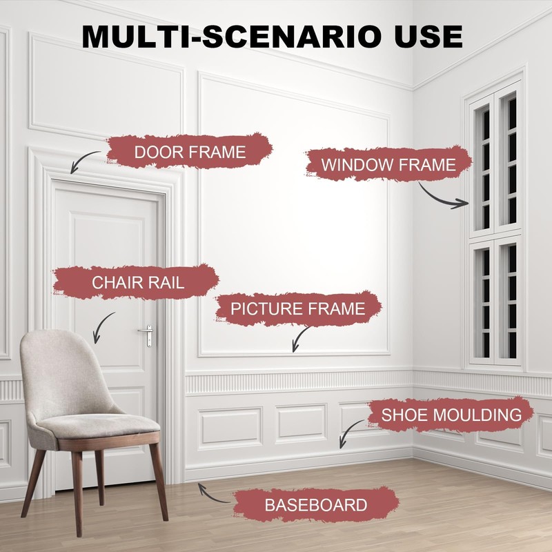 Peel and Stick Panels Molding Trim, Self-Adhesive Wall Paneling Strip,