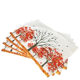 WAZAIGUR Fall Placemats, Maple Trees Fallen Leaves and Birds, Heat-Insulated Washable Autumn Place Mats Fall Table Mats Cotton and Linen Woven Placemats for Table Fall Decor, Fall Placemats Set of 4