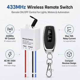 QIACHIP Wireless Switch with Remote Control 230 V, 433 MHz Wireless Light Switch Set, Mini 10 A RF Relay Receiver for Lamp, Ceiling Light & Water Pump, 50 m