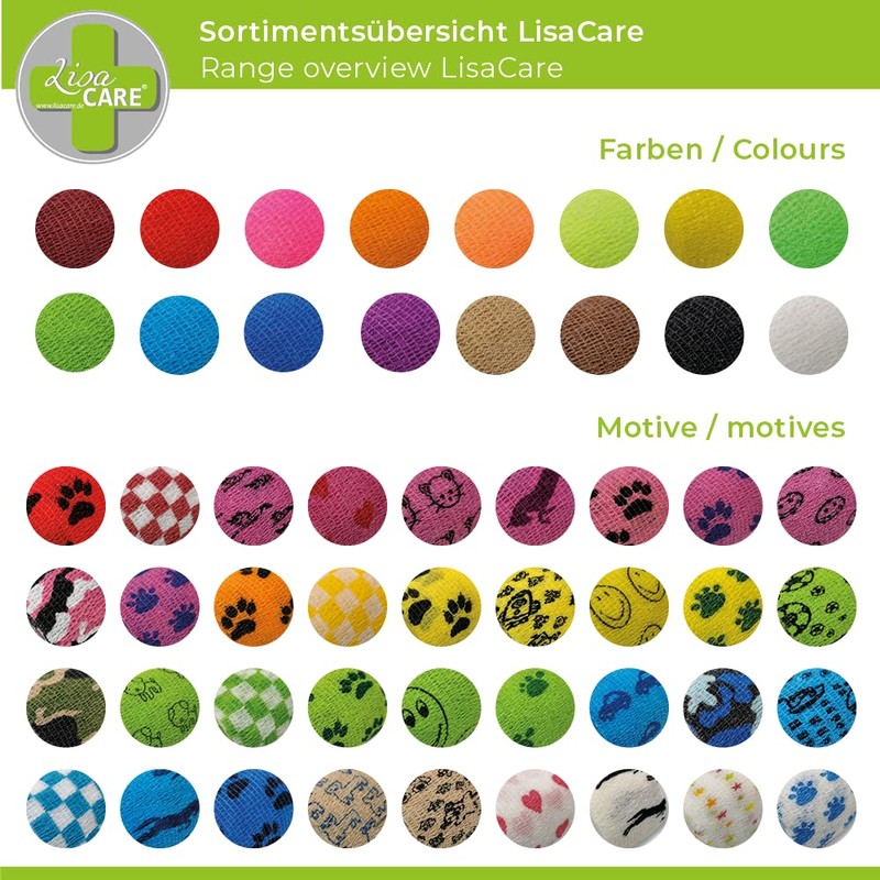 LisaCare Pflasterverband, Wundpflaster, Kinderpflaster, Tierpflaster, elastisch & ohne Kleber, 2,5cm