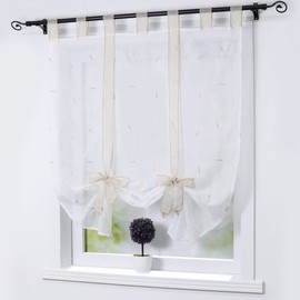 Joyswahl Elena Roman Blind Voile Transparent Roman Curtain Embroidery Leaves Curtain W x H 100 x 140 cm Sand Pack of 1