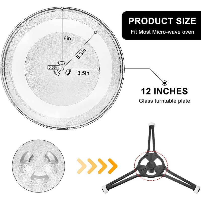 12" Microwave Glass Plate Replacement Fits for Whirlpool - W10337247