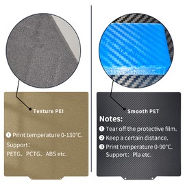 Shion.Kwoo Upgraded Smooth/Textured PET+PEI Sheet 120x120mm Double-Sides Spring Steel Build Plate Magnetic Flexible Heated Bed for Voron 0.1 0.2 V0 3D Printer.
