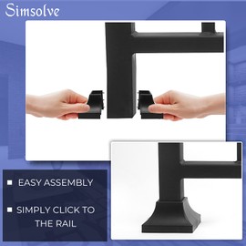 Simshoe Deck Post Base Cover – Durable, Snap-Together Shoe Base Instantly Transforms Hand & Stair Rail Feet – Porch, Stair & Deck Base Brackets Covers – UV-Resistant ABS Plastic (Black)