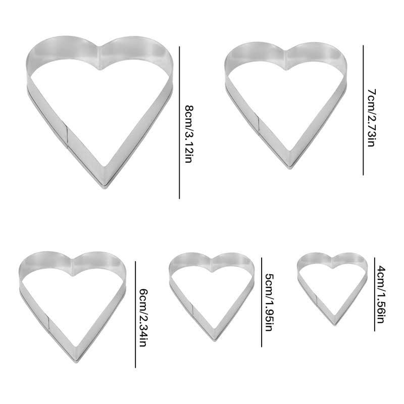 Set of 5 Heart Shape Cookie Cutter Set Valentine Cookie