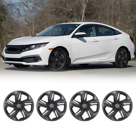 NIXON OFFROAD 16 Inch Hubcaps for Honda Civic Sedan 2016-2024 [Only Fit Steel Wheel] Wheel Rim Cover (Set of 4) ABS Hub Caps Replacement for Car (Black Matte, 5103Style)