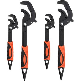 HOIGON 4 PCS 0.6''-2.4'' Multifunction Adjustable Wrenches, Self Adjusting Spanner, Quick Power Grip Pipe Wrench Set, 10 Inches 15 Inch