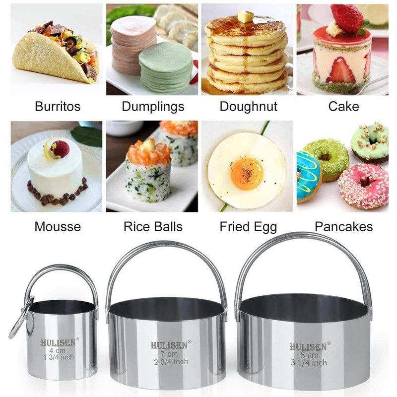 HULISEN Cookie Cutters Set (3 Pieces/Set), Round Pastry Cutter with