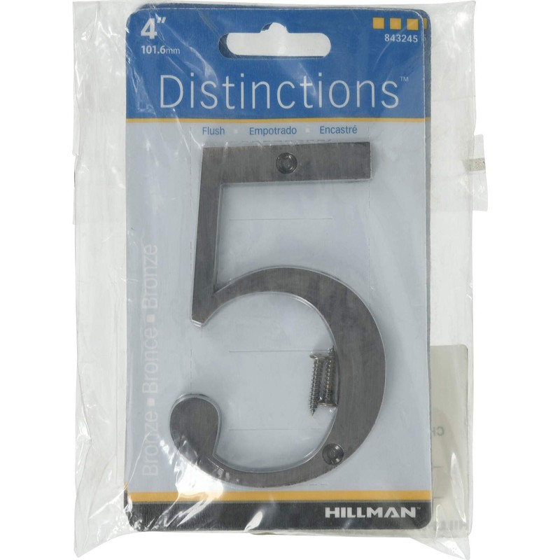Distinctions 843245 4" Flush Mount Bronze House Number 5
