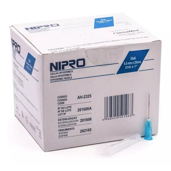 Nipro Aguja HiPodérmica Nipro 23gx25 Mm ( 1  ) Azul Caja 100u