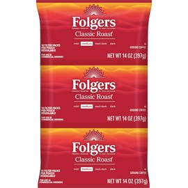 Folgers Classic Roast Medium Roast Ground Coffee, 40- 1.4 Ounce Filter Packs