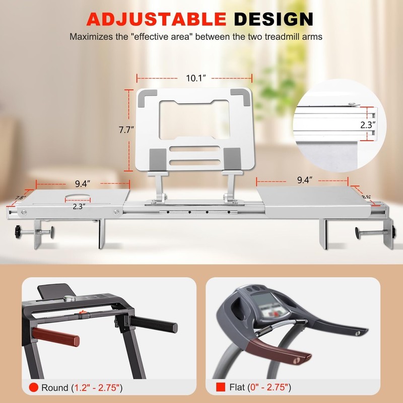 Zelvoro Treadmill Laptop Holder Adjustble Height Width