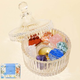 Crystal Glass Candlestick Candle Holder, Wedding Centerpiece, Decorative Table Light for Dinner Party (7 Chakras)