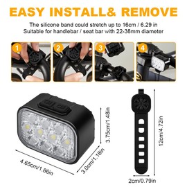 Flintronic Bike Light Set, 2Pack USB Cycling Front Light & Tail Light, Lightweight & Waterproof, Super Bright, Bike Mountain Road Bike Light, Safe and Easy to Install LED Bike Light for Cyclists