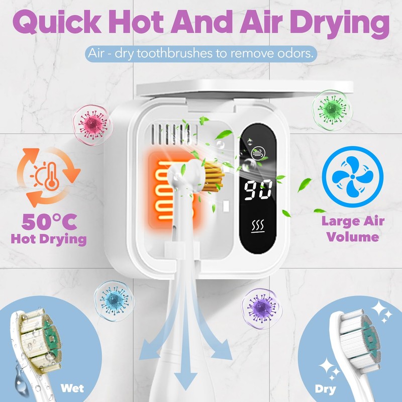 Toothbrush Sanitizer Case and Holders, DRMXBU Wall Mounted Toothbrush Holder