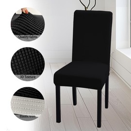 Ocves Chair Covers for Dining Room Set of 4 or 6, Stretch Dining Chair Slipcover Covers, Removable Washable Chair Covers, Chair Protector for Banquet, Kitchen, Party and home (Black, Pack of 4)