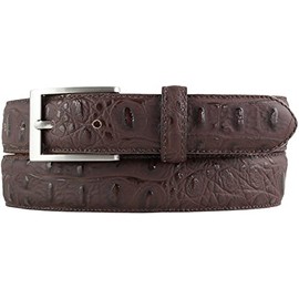 BELTINGER Belt with Crocodile Embossed 3 cm Leather Belt for Men and Women 30 mm Crocodile Look Crocodile Pattern 3 cm, Brown, silver