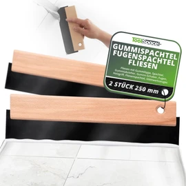 ToolSpace Rubber Spatula Joint Spatula Tiles with Rubber Lip Spatula Squeegee Rubber 250 mm Rubber Scraper Joints Wooden Handle Tile Spatula Tools Smoothing Trowel Ergonomic Work Grouting Rubber Pack