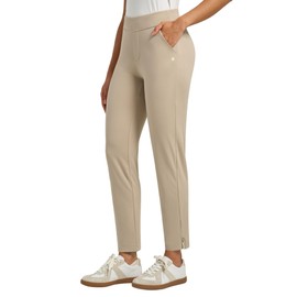 Willit Women's Golf Pants Ankle Travel Stretch Petite Pants for Casual Dress Work with 2 Pockets 27.5" Khaki XS