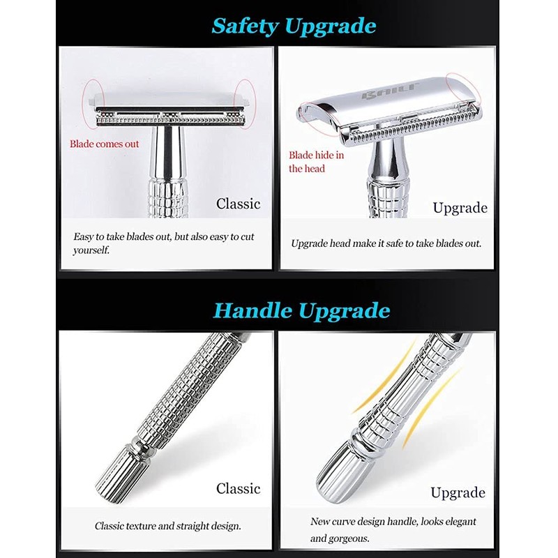 BAILI Classic 3-Piece Double Edge Safety Razor Wet Shaving for