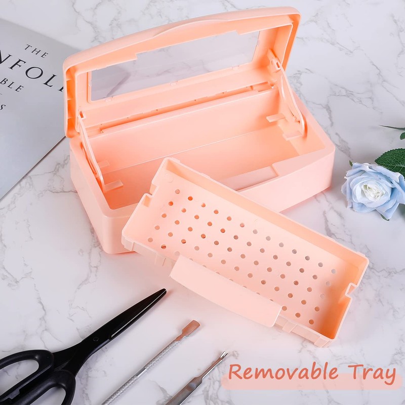 Gusnilo Sterilizer Box Nail Tool Barbicide Disinfectant Jar Plastic Disinfectant