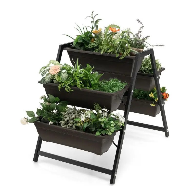 3-Tier Vertical Raised Garden Bed with 5 Plant Boxes Flower