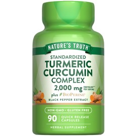 Natures Truth Cúrcuma con Bioperine Pimienta Negra 2000mg por cáda 2 cápsulas, 90 cápsulas para mes y medio                                           