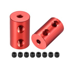 sourcing map 2pcs Rigid Clutch Bolt with 3mm to 3mm Bore L20XD12 Aluminum Alloy Shaft Coupling Connector Motor Accessories Red