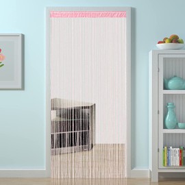 HSYLYM Spaghetti String Curtains for Doorways Privacy Door Frame Tassel Hippy Wall Kitchen Hallway Boho Fringe Curtain Hanging Door Room Dividers Decor 1 Panel（39×86in/100×220cm,Baby Pink）