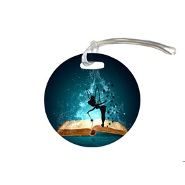 Magic Spell Book with Cute Fairy Silhouette Design Print Image 4-inch Luggage/Bag Tag/Christmas Ornament by Trendy Accessories